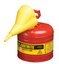 Thumbnail for Justrite 2-Gallon Steel Type I Safety Can w/ Funnel