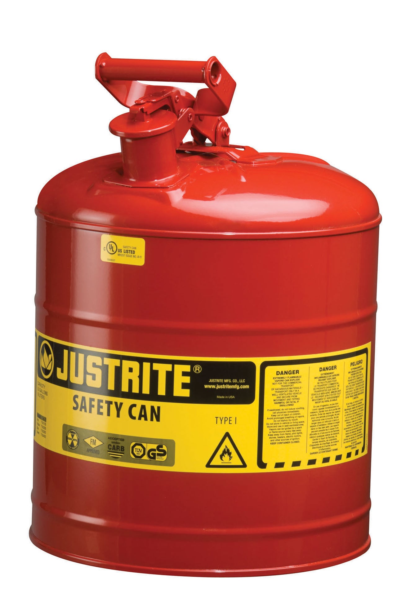 Justrite 5-Gallon Steel Type I Safety Can