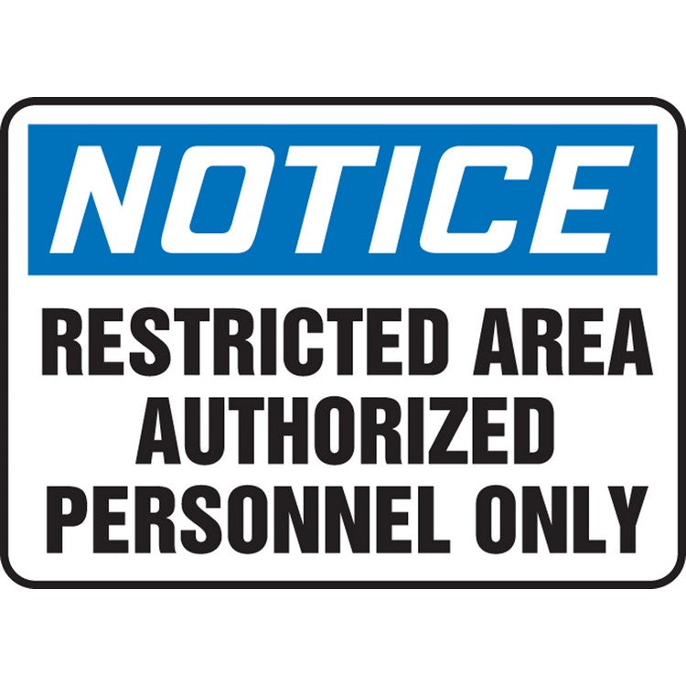 Notice Restricted Area Authorized Personnel Only - Model MADMN26BVA