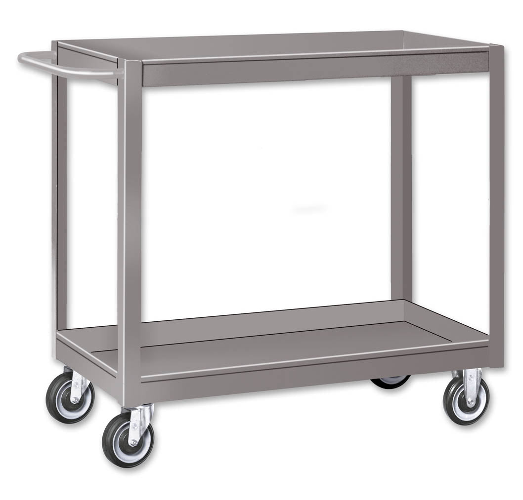 Pucel 18" x 28" Tray Top Cart w/ 2 Shelves & 5" Poly Casters