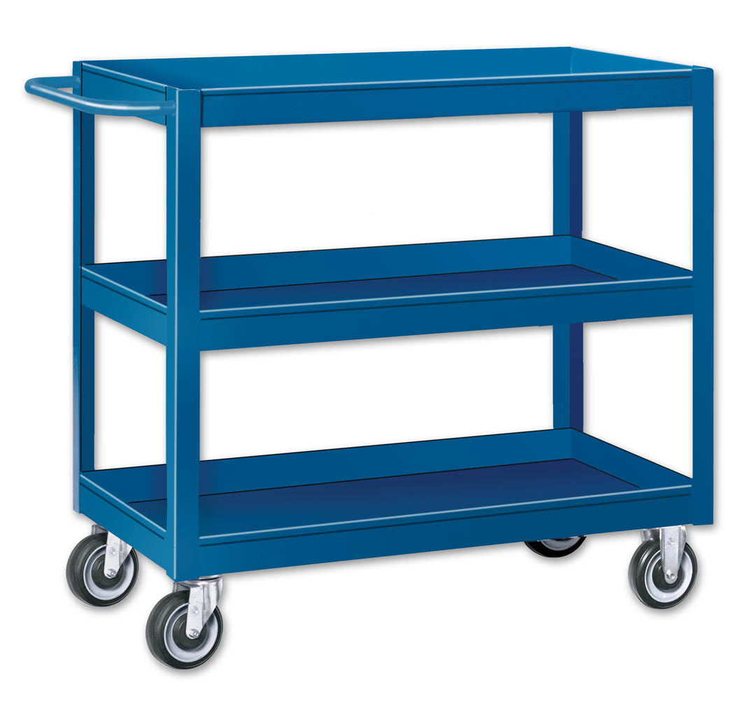 Pucel 18" x 28" Tray Top Cart w/ 3 Shelves & 5" Poly Casters