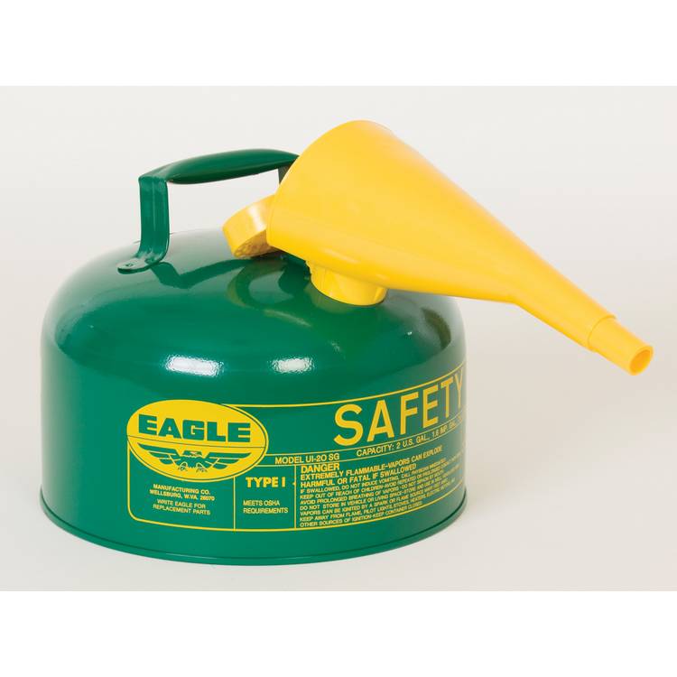 2G Green Type I Safety Can w/funnel - Model UI-20-FSG