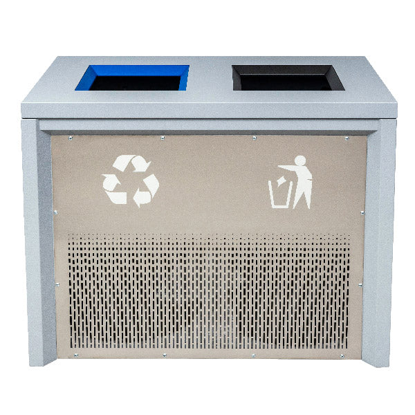 2-stream recycling station - Hammered Grey/Stainless