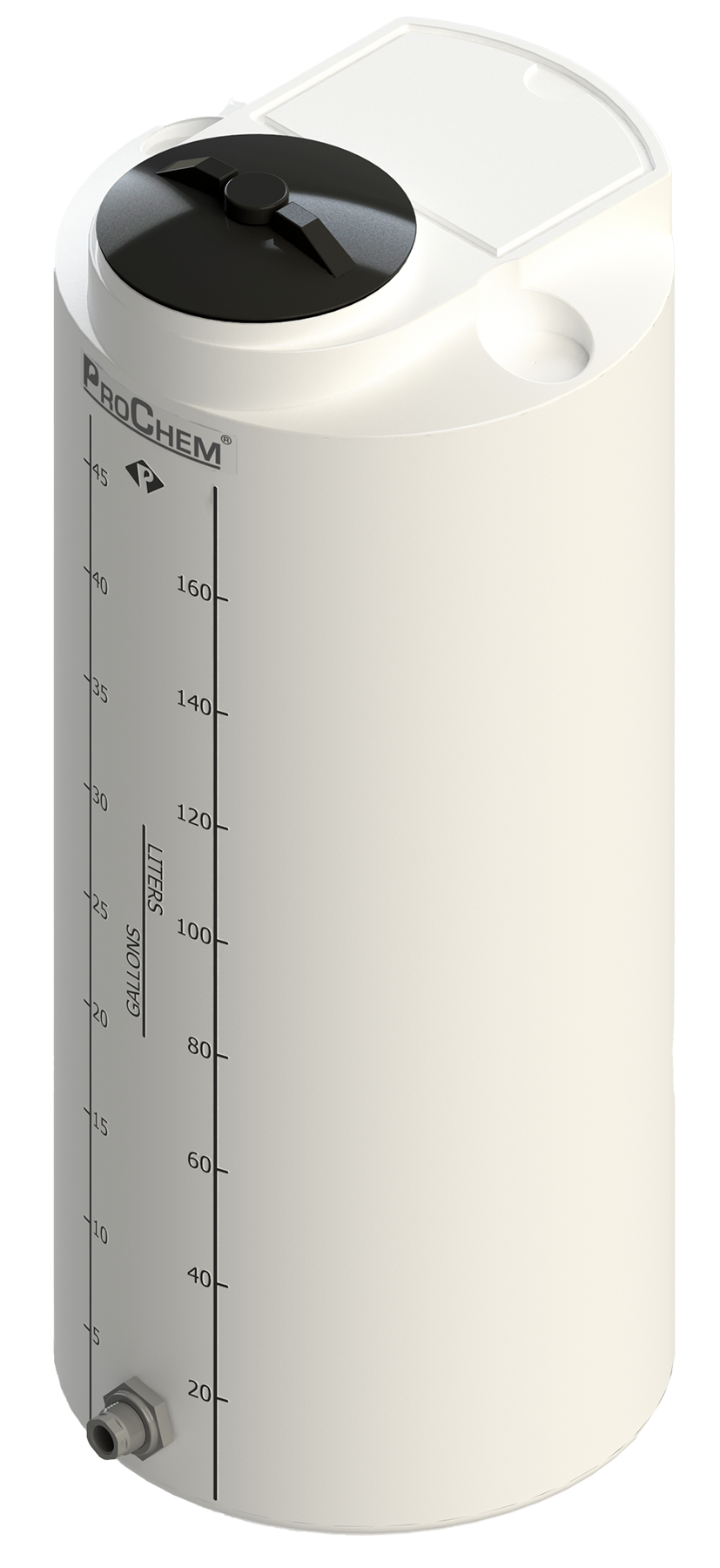 50 Gal ProChem® Vertical Tank w/Bulkhead Fittings - Twist Lid 8" - LPE 1.5 - Natural 