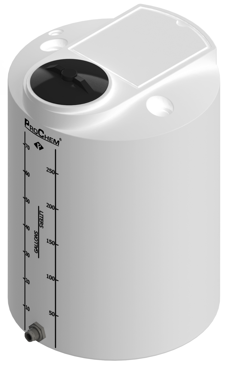 75 Gal ProChem® Vertical Tank w/Bulkhead Fittings - Twist Lid 8" - LPE 1.5 - Natural 
