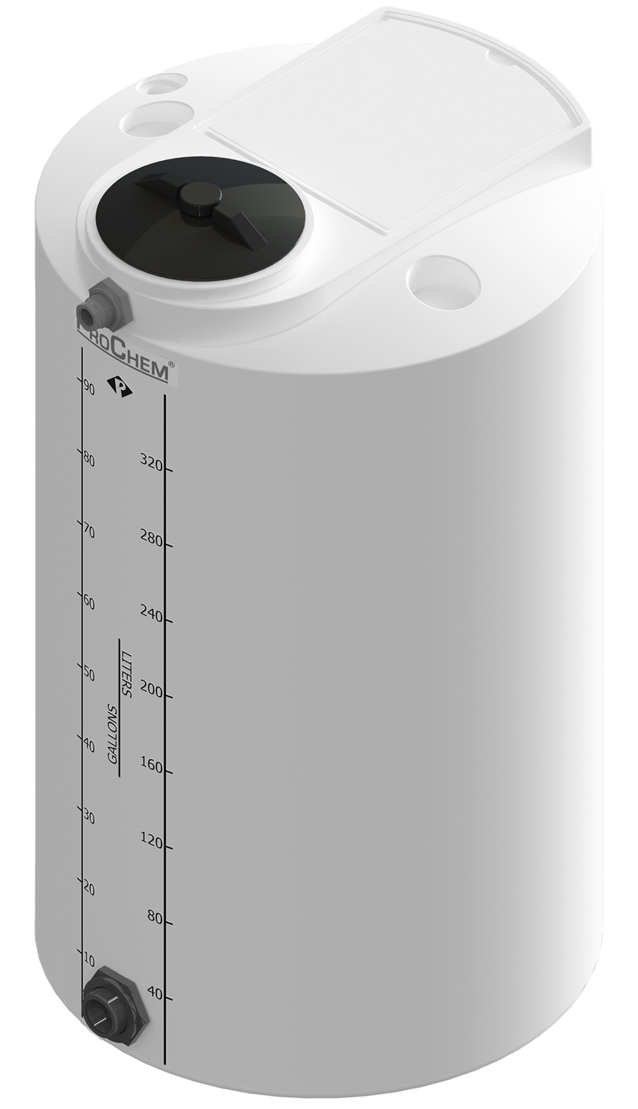 100 Gal ProChem® Vertical Tank w/Bulkhead Fittings - Twist Lid 8" - LPE 1.5 - Natural 