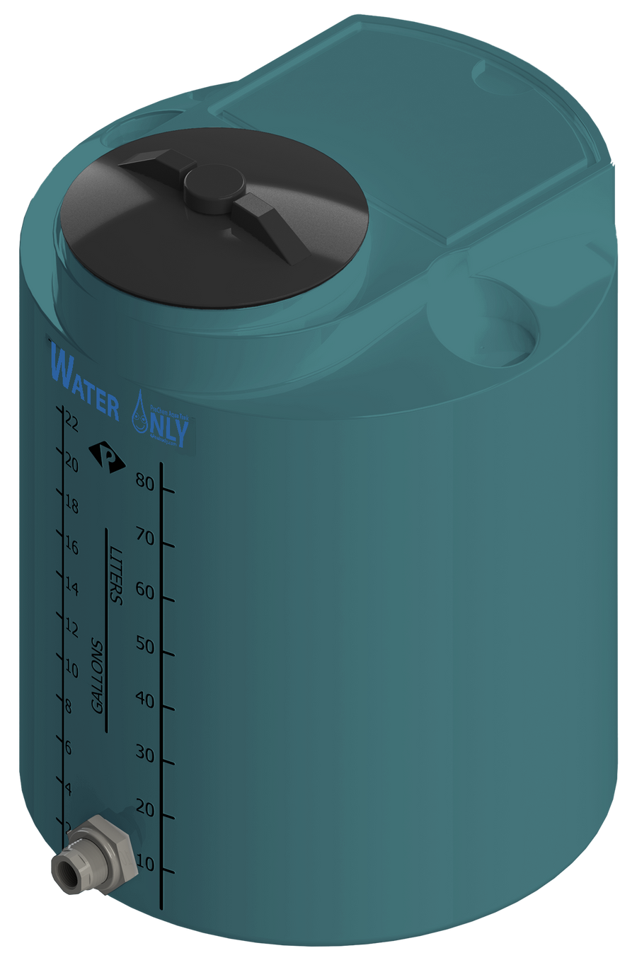 25 Gal ProChem® Potable Water Tank w/Bulkhead Fittings - Twist Lid 8" - LPE 1.0 - Green 