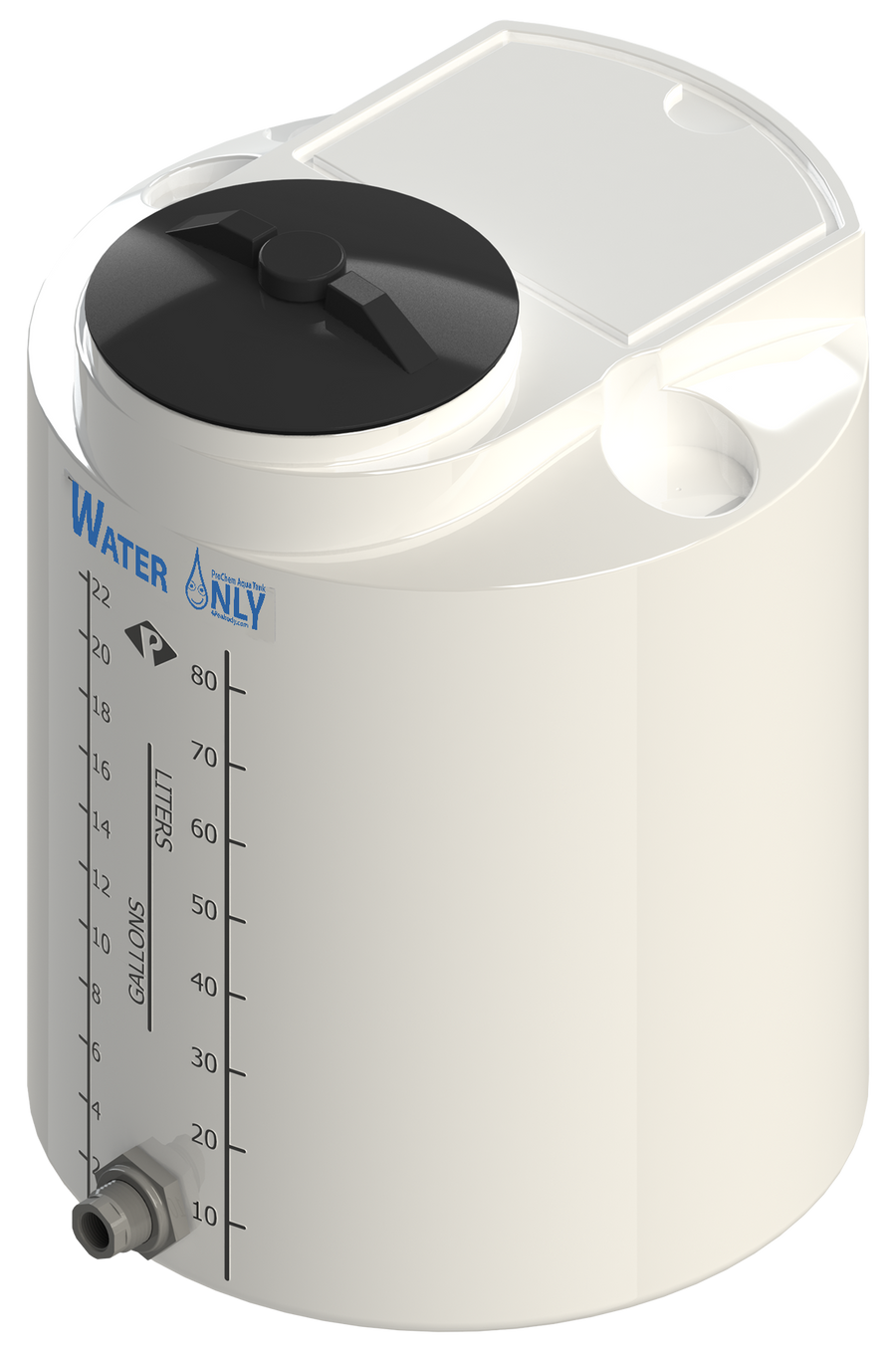 25 Gal ProChem® Potable Water Tank w/Bulkhead Fittings - Twist Lid 8" - LPE 1.0 - Natural 