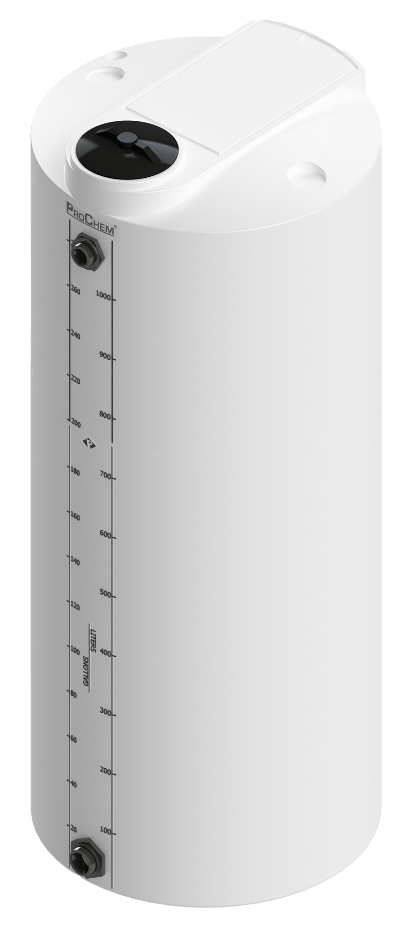 300 Gal ProChem® Vertical Tank w/Bulkhead Fittings - Twist Lid 8" - LPE 1.5 - Natural 