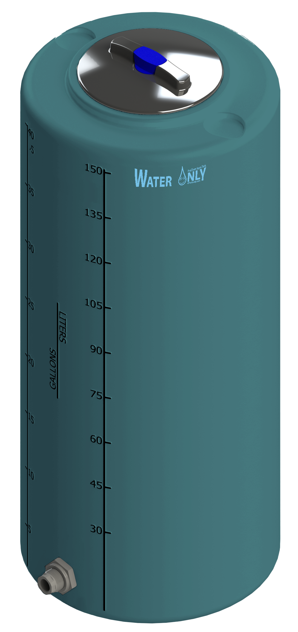 40 Gal ProChem® Potable Water Tank w/Bulkhead Fittings - Twist Lid 8" - LPE 1.0 - Green 