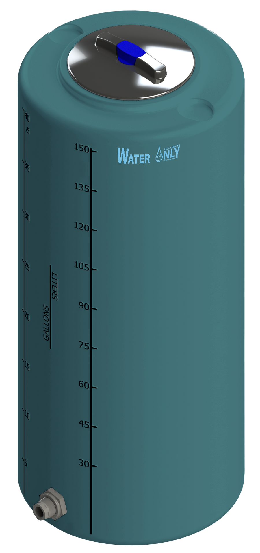 40 Gal ProChem® Potable Water Tank w/Bulkhead Fittings - Twist Lid 8" - LPE 1.0 - Green 