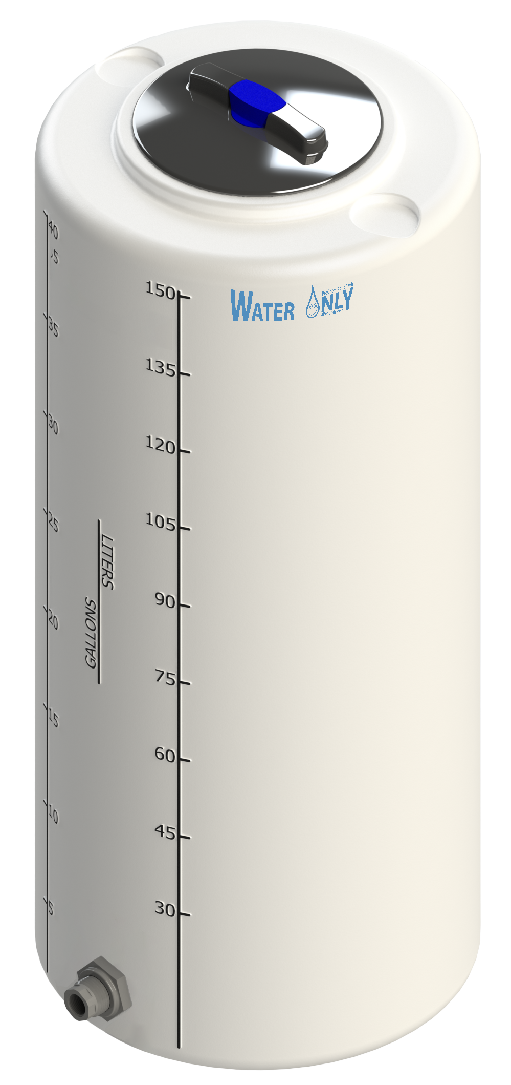 40 Gal ProChem® Potable Water Tank w/Bulkhead Fittings - Twist Lid 8" - LPE 1.0 - Natural 