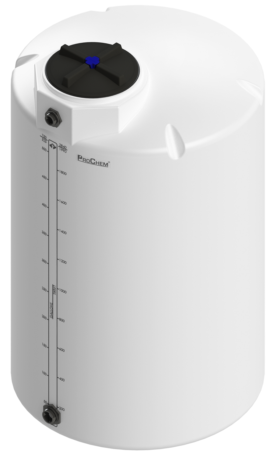 525 Gal ProChem® Vertical Tank w/Bulkhead Fittings - Twist Lid 16" - LPE 1.5 - Natural 