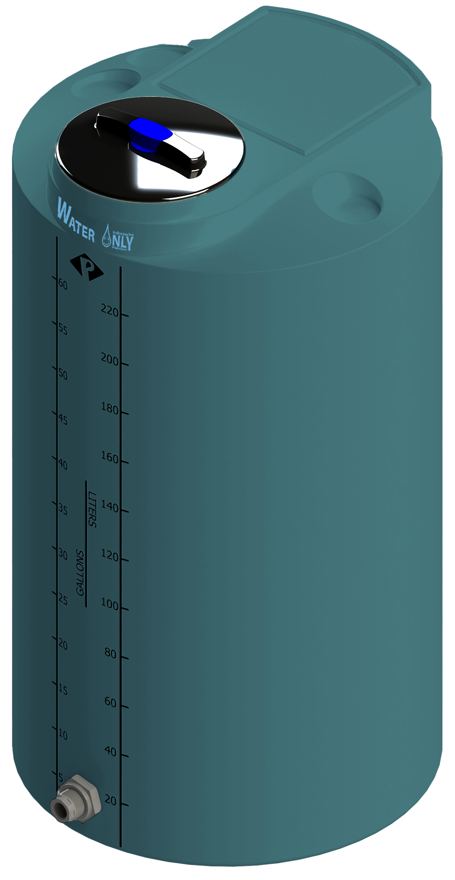 75 Gal ProChem® Potable Water Tank w/Bulkhead Fittings - Twist Lid 8" - LPE 1.0 - Green 