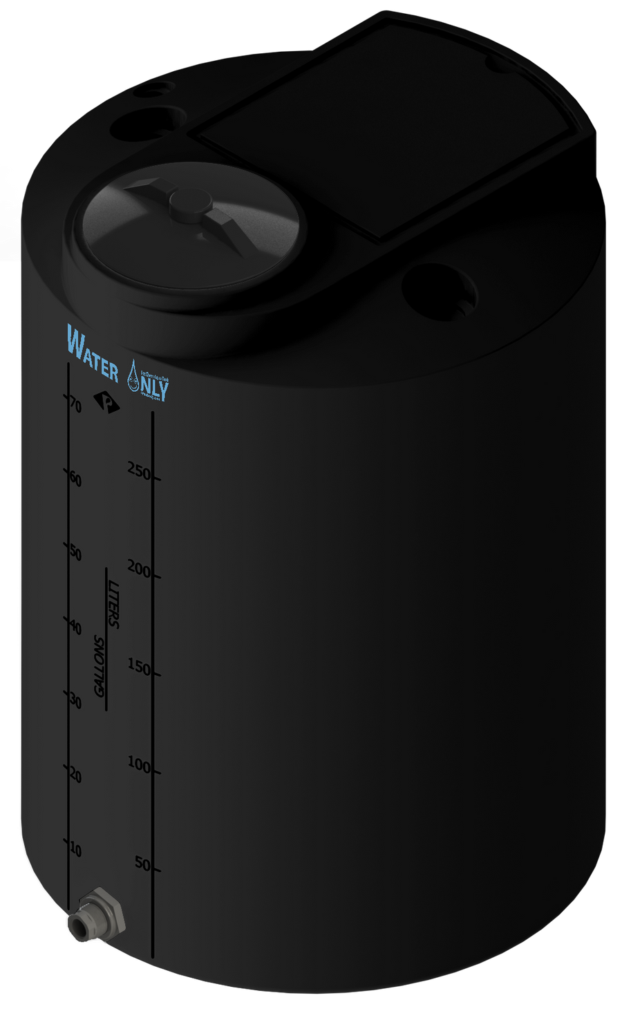 75 Gal ProChem® Potable Water Tank w/Bulkhead Fittings - Twist Lid 8" - LPE 1.0 - Black 