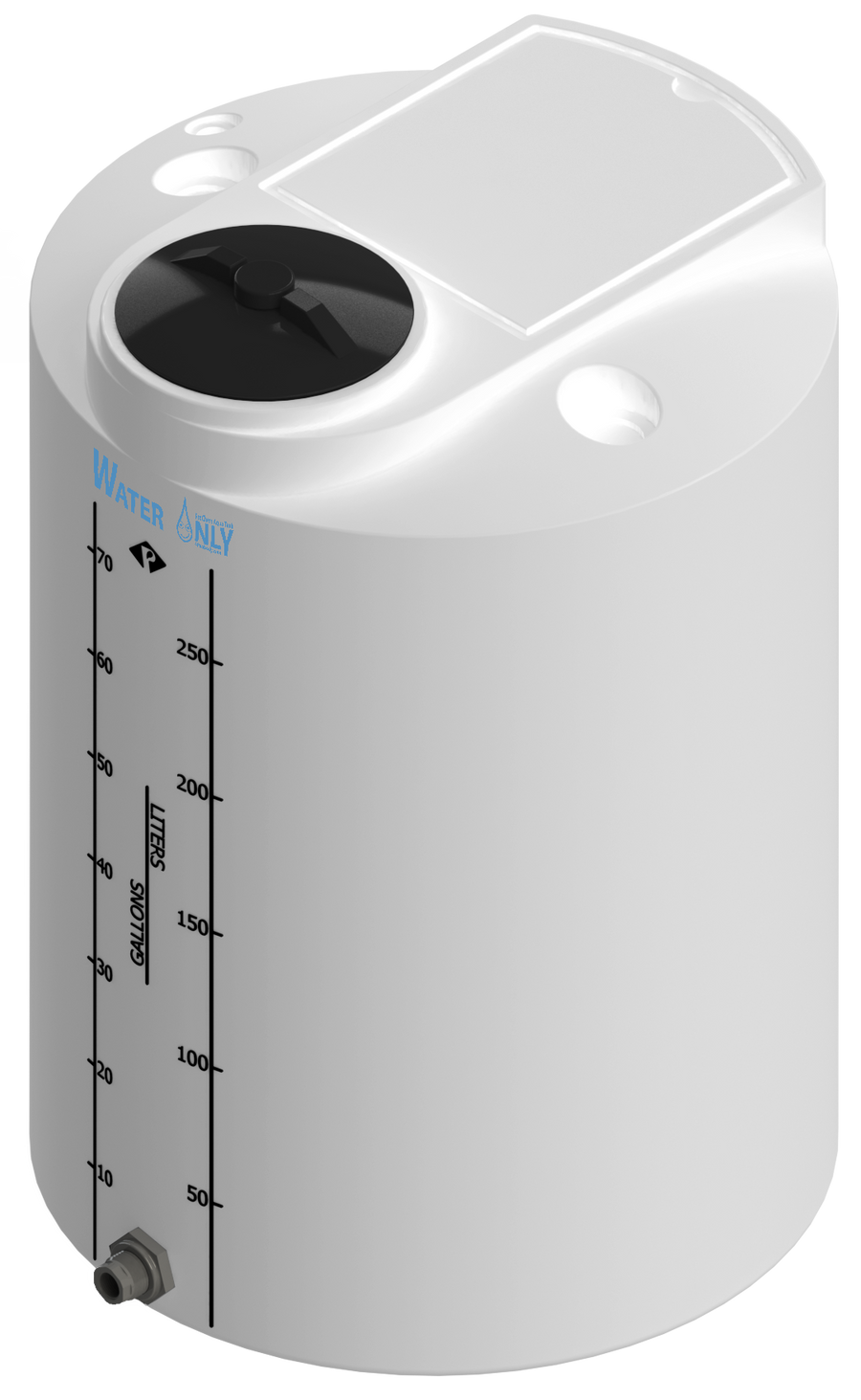 75 Gal ProChem® Potable Water Tank w/Bulkhead Fittings - Twist Lid 8" - LPE 1.0 - Natural 