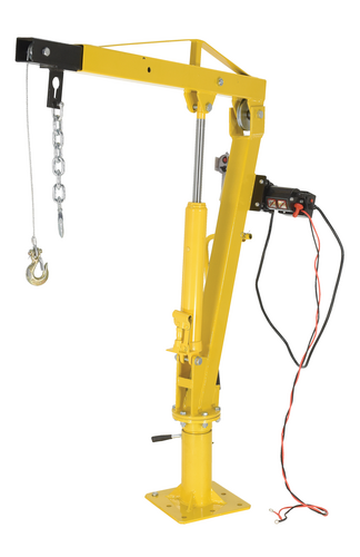 Steel DC Powered Winch Truck Jib Crane 44 In. Reach 1,000 Lb. Extended Capacity Yellow