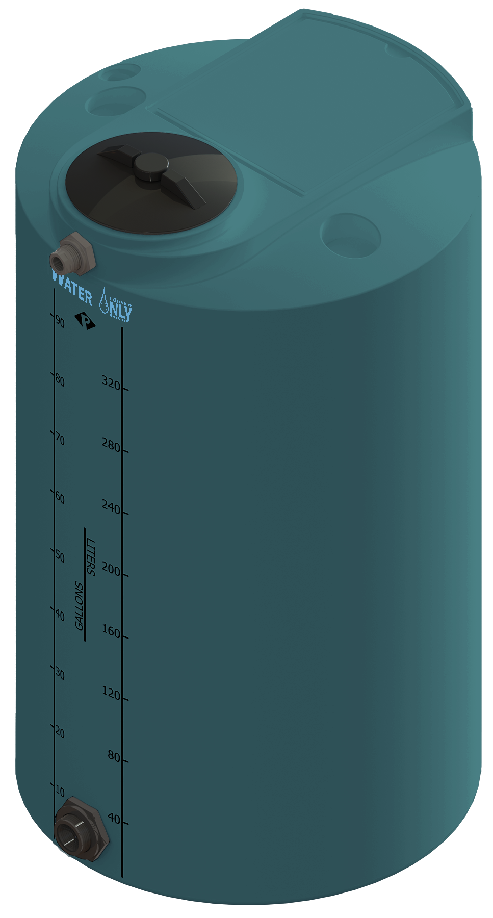 100 Gal ProChem® Potable Water Tank w/Bulkhead Fittings - Twist Lid 8" - LPE 1.0 - Green 