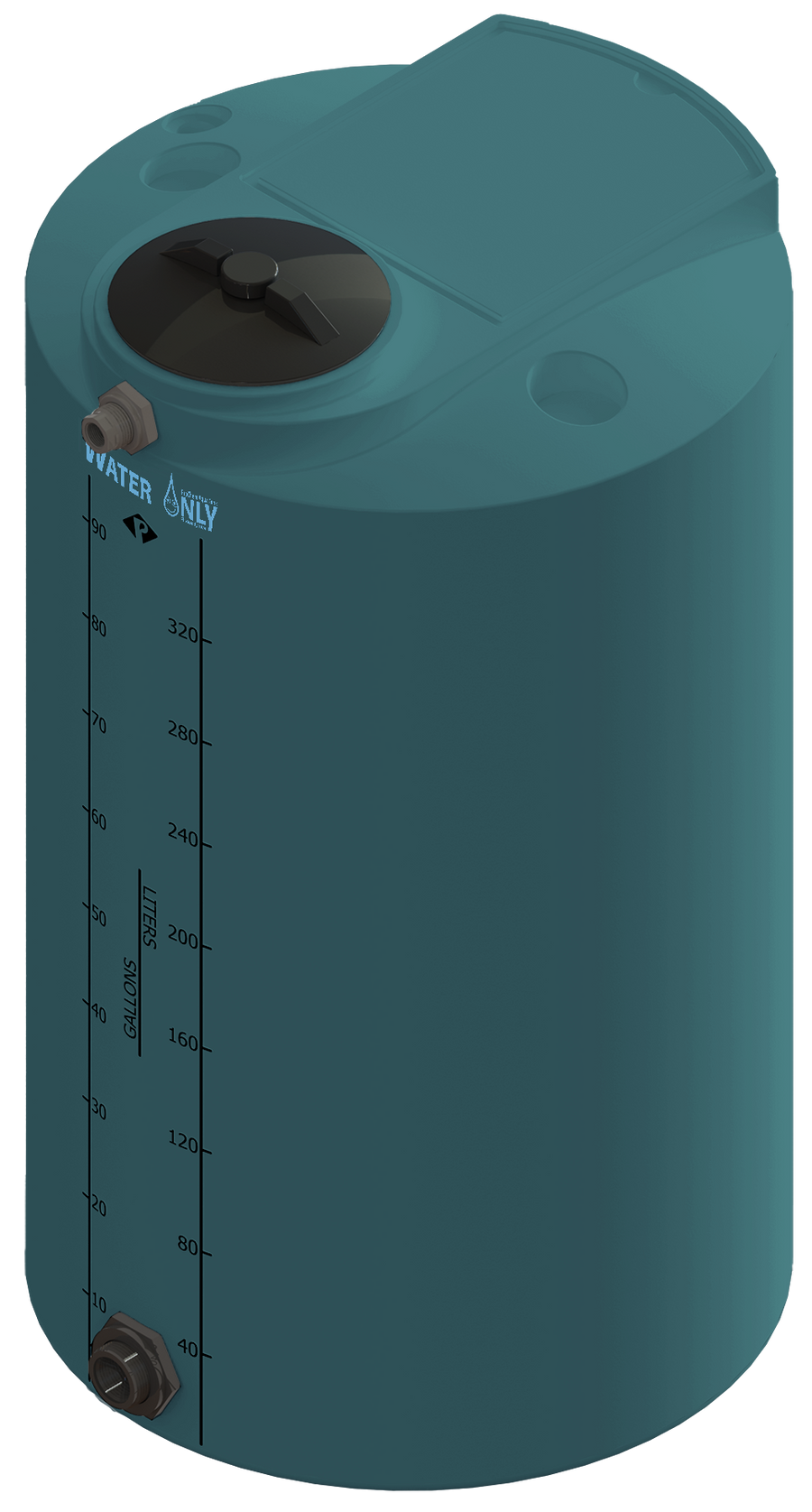100 Gal ProChem® Potable Water Tank w/Bulkhead Fittings - Twist Lid 8" - LPE 1.0 - Green 