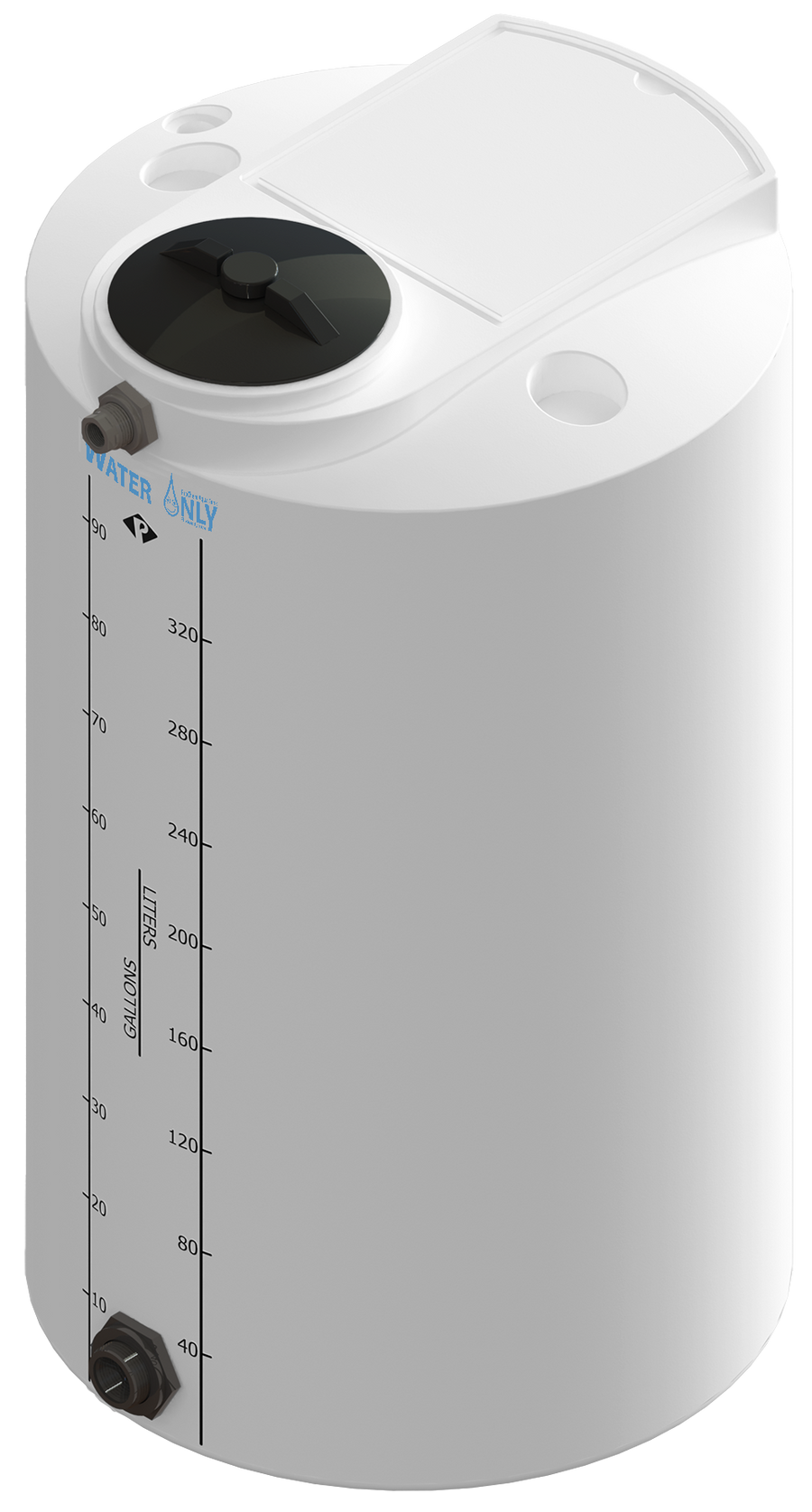 100 Gal ProChem® Potable Water Tank w/Bulkhead Fittings - Twist Lid 8" - LPE 1.0 - Natural 