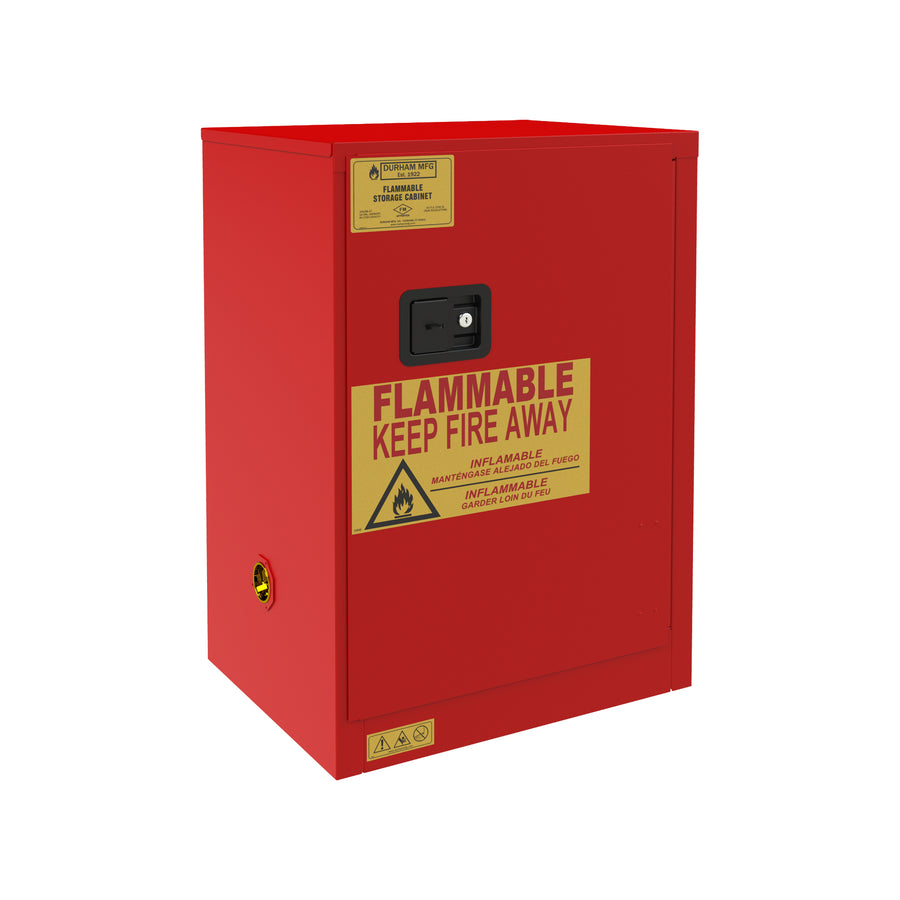 FM Approved, Flammable Storage Cabinet, 12 Gallon, 1 Door, Manual Close, 1 Shelf, Red