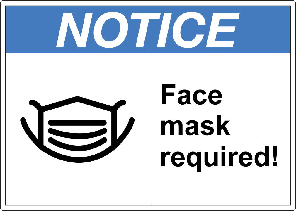 Safety Sign, Face Mask Required with Pictogram, 7" x 10" Recycled Plastic