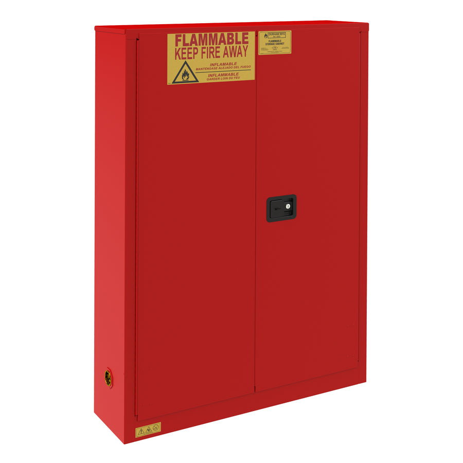 FM Approved, Flammable Storage Cabinet, 30 Gallon Paint and Ink Storage, 2 Doors, Manual, 5 Shelves, Red