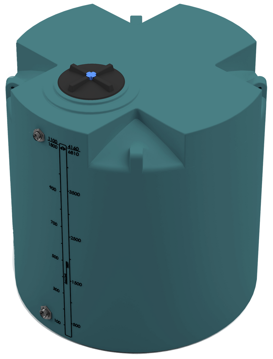 1100 GAL PROCHEM® PLUS POTABLE WATER TANK - LPE 1.0 FDA - GREEN  - DIA 72" x HGT 76" - LID 16" - BH FITTING T 1.5” / B 2” 