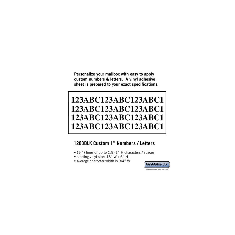 Custom Numbers / Letters - Horizontal - Black Vinyl - 1 Inch High