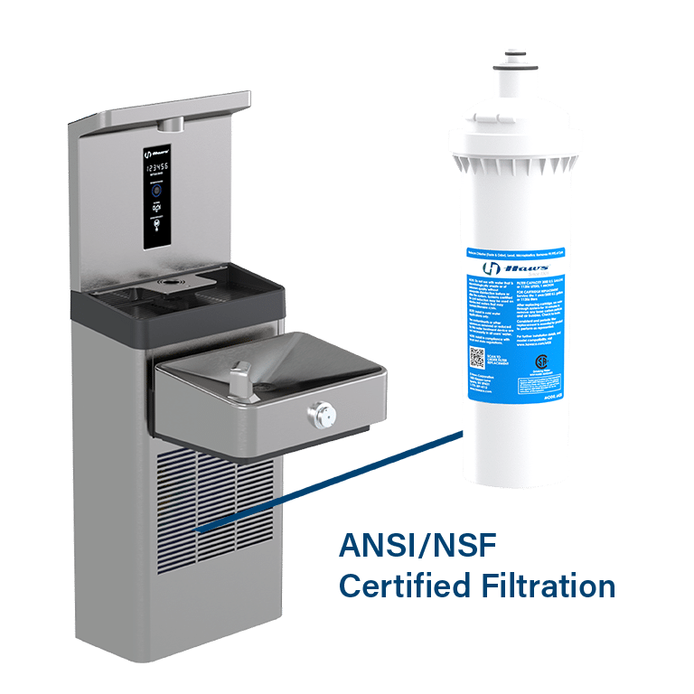 Haws Vandal Resistant Filtered Bottle Filling Station with Single ADA Drinking Fountain Chilled