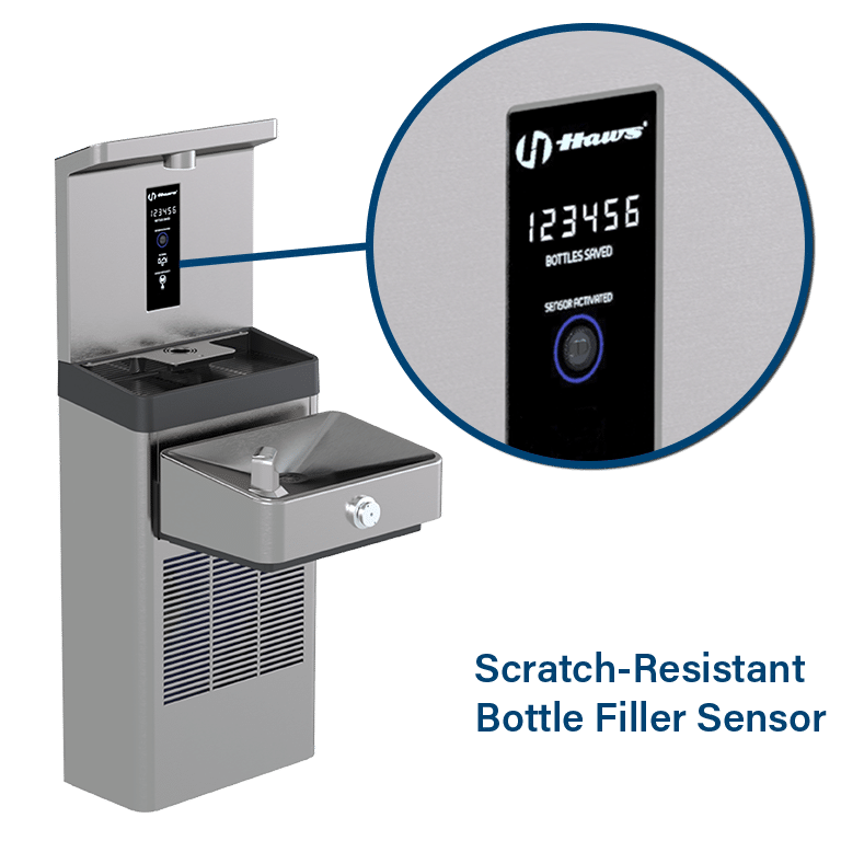 Haws Vandal Resistant Bottle Filling Station and single ADA Drinking Fountain Non-Chilled Non-Filtered