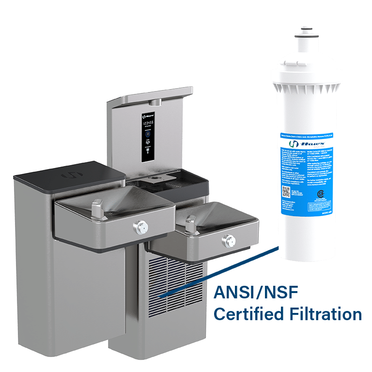 Haws Vandal Resistant Filtered Bottle Filling Station and Hi-Lo ADA Drinking Fountain Non-Chilled