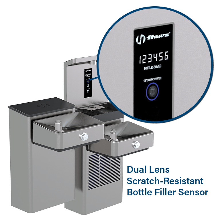 Haws Vandal Resistant Bottle Filling Station and Hi-Lo ADA Drinking Fountain Non-Chilled Non-Filtered