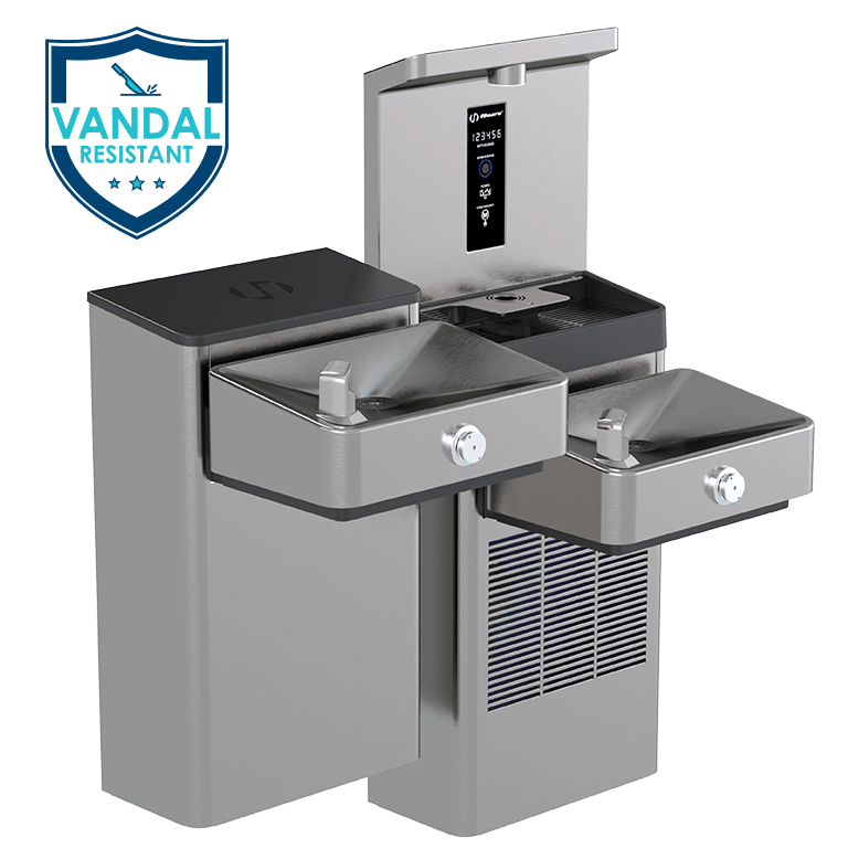 Haws Vandal Resistant Bottle Filling Station and Hi-Lo ADA Drinking Fountain Non-Chilled Non-Filtered