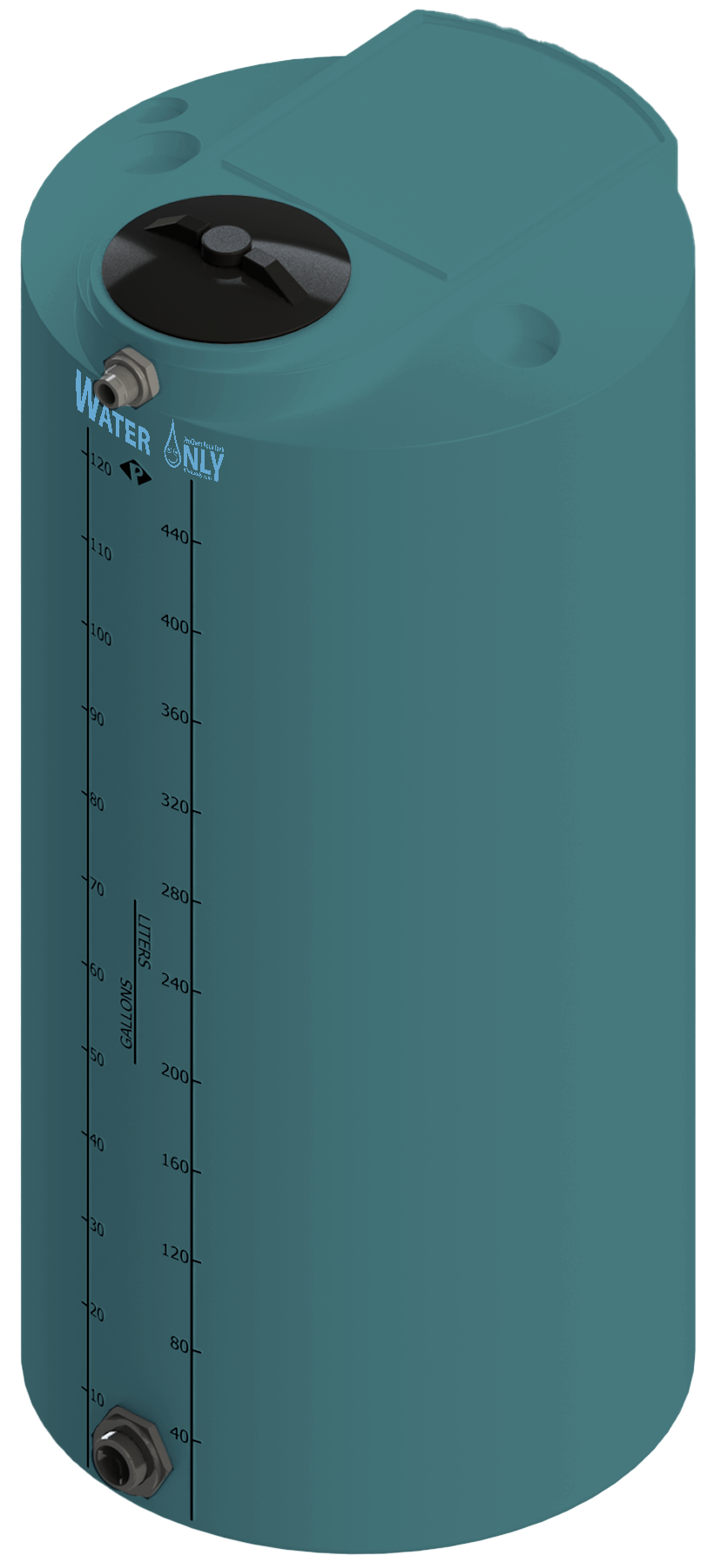 125 Gal ProChem® Potable Water Tank w/Bulkhead Fittings - Twist Lid 8" - LPE 1.0 - Green 