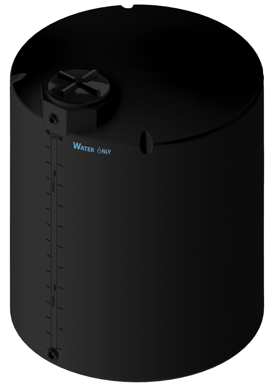 1500 Gal ProChem® Potable Water Tank w/Bulkhead Fittings - Twist Lid 16" - LPE 1.0 - Black 
