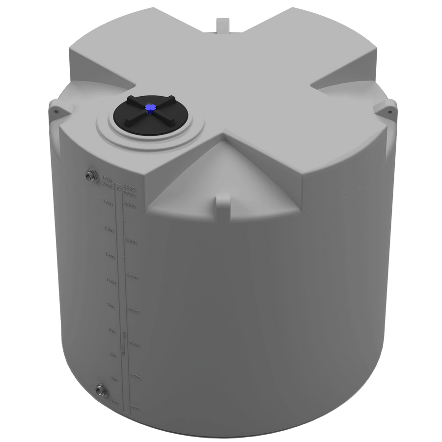 1750 GAL PROCHEM® PLUS POTABLE WATER TANK - LPE 1.0 FDA - GRAY  - DIA 87" x HGT 81" - LID 16" - BH FITTING T 1.5” / B 2” 