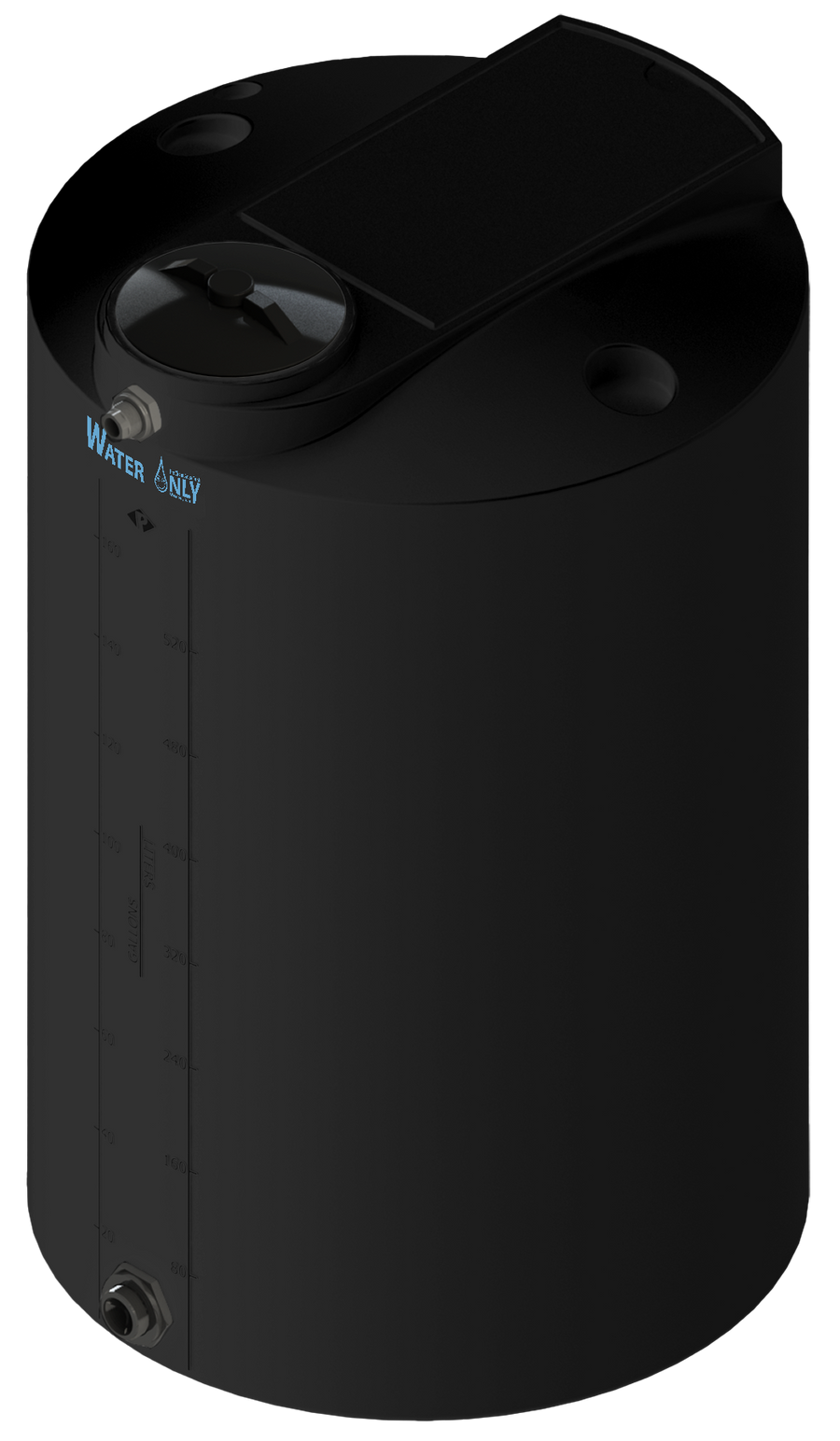 175 Gal ProChem® Potable Water Tank w/Bulkhead Fittings - Twist Lid 8" - LPE 1.0 - Black 