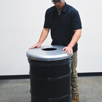 Thumbnail for Galvanized Can Bag Holder 55 Gallon Drum 8 In. Silver
