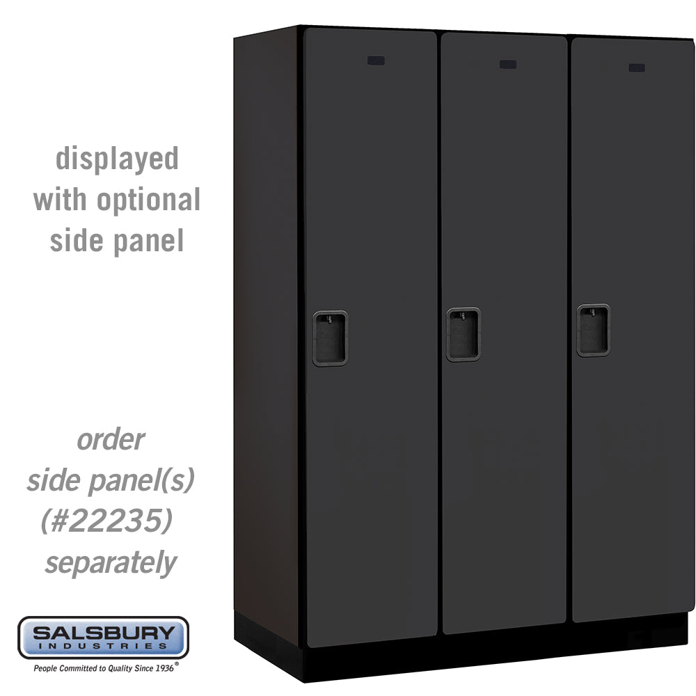 18" Wide Single Tier Designer Wood Locker - 3 Wide - 6 Feet High - 21 Inches Deep - Black