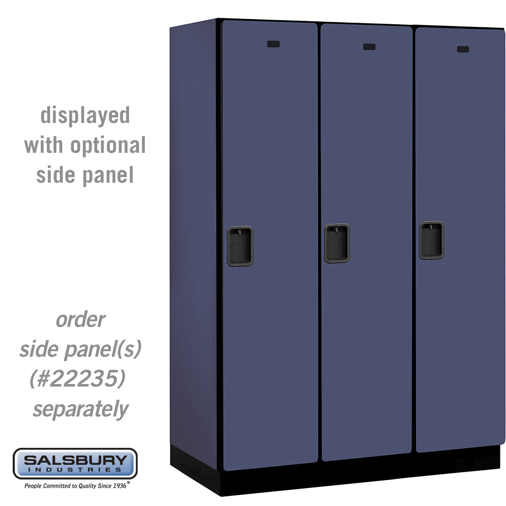 18" Wide Single Tier Designer Wood Locker - 3 Wide - 6 Feet High - 21 Inches Deep - Blue