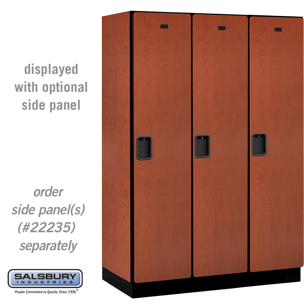 18" Wide Single Tier Designer Wood Locker - 3 Wide - 6 Feet High - 21 Inches Deep - Cherry