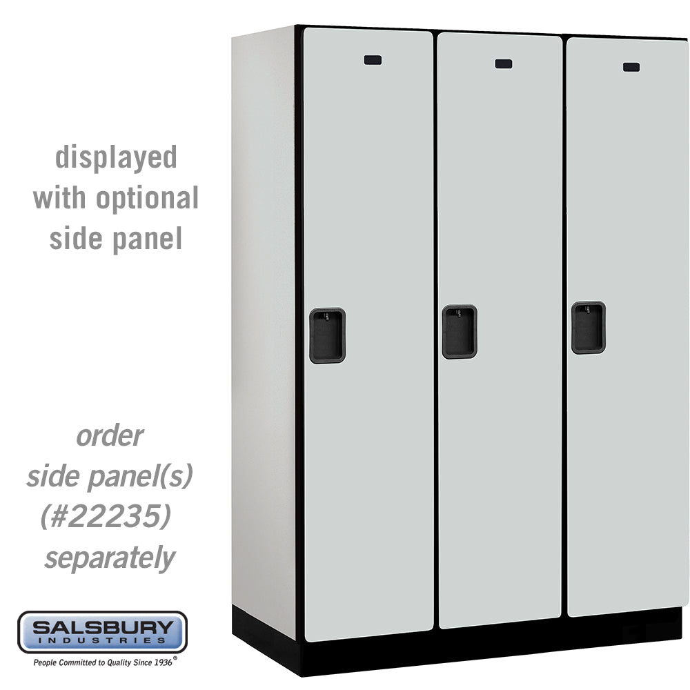 18" Wide Single Tier Designer Wood Locker - 3 Wide - 6 Feet High - 21 Inches Deep - Gray