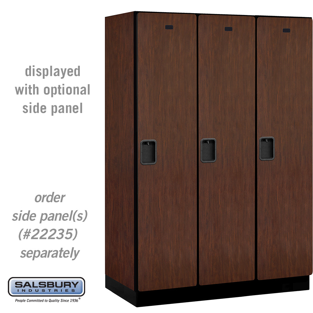 18" Wide Single Tier Designer Wood Locker - 3 Wide - 6 Feet High - 21 Inches Deep - Mahogany