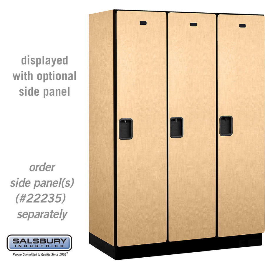 18" Wide Single Tier Designer Wood Locker - 3 Wide - 6 Feet High - 21 Inches Deep - Maple