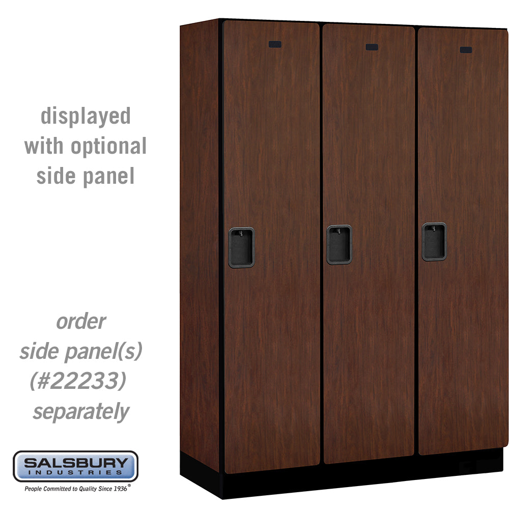 18" Wide Single Tier Designer Wood Locker - 3 Wide - 6 Feet High - 18 Inches Deep - Mahogany