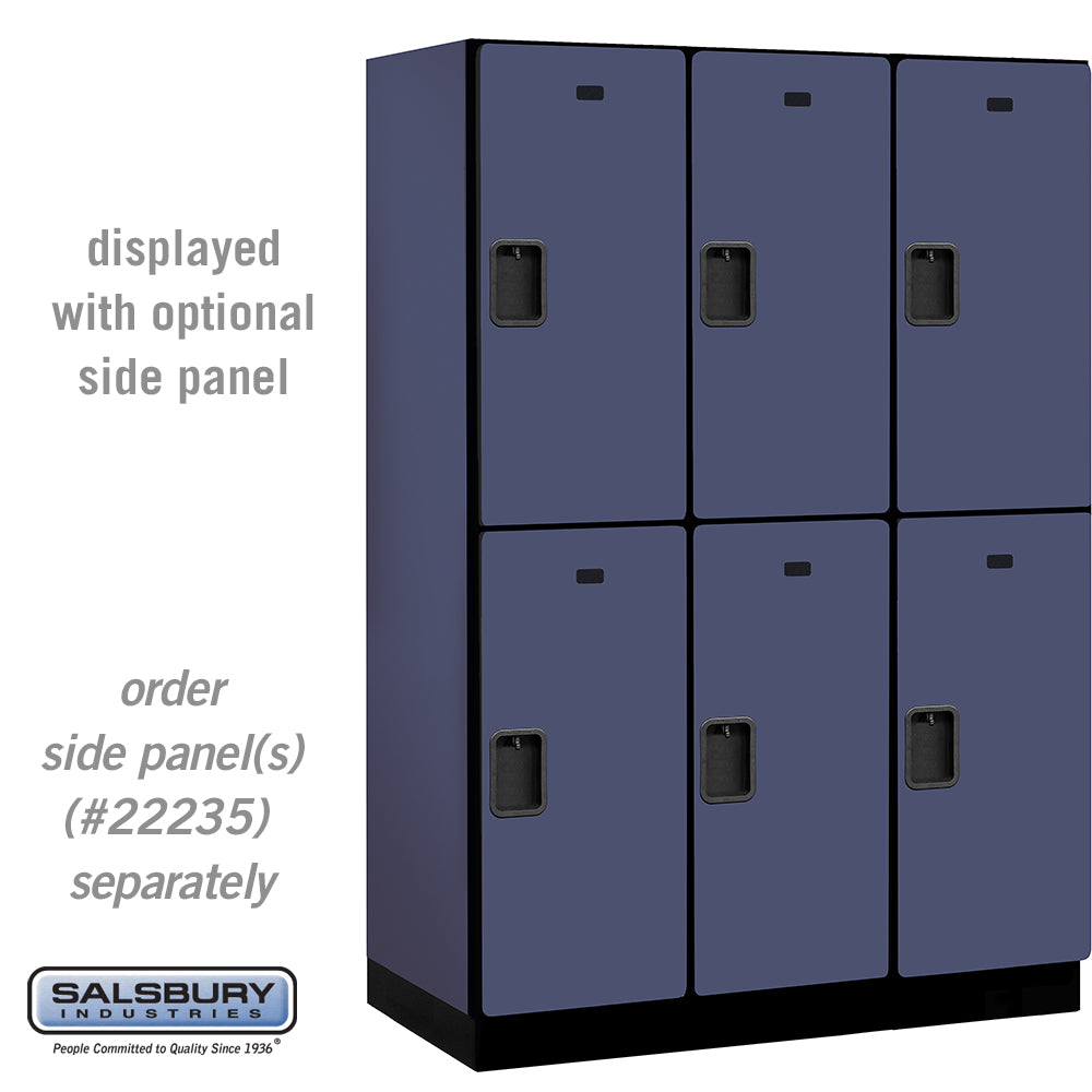 18" Wide Double Tier Designer Wood Locker - 3 Wide - 6 Feet High - 21 Inches Deep - Blue