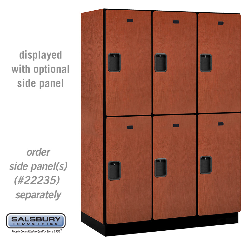 18" Wide Double Tier Designer Wood Locker - 3 Wide - 6 Feet High - 21 Inches Deep - Cherry