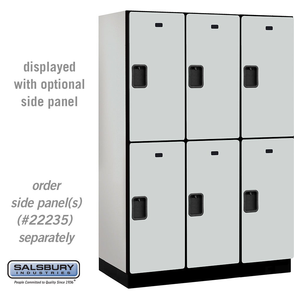 18" Wide Double Tier Designer Wood Locker - 3 Wide - 6 Feet High - 21 Inches Deep - Gray