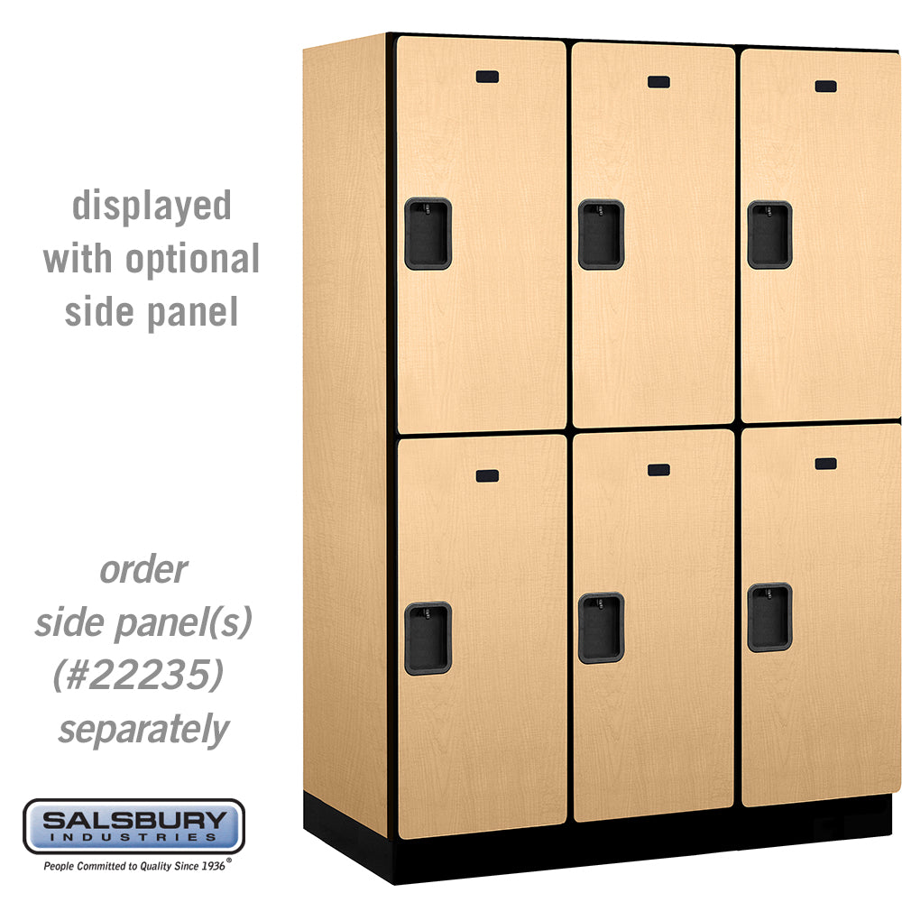 18" Wide Double Tier Designer Wood Locker - 3 Wide - 6 Feet High - 21 Inches Deep - Maple